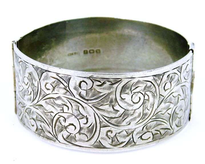 Antique English Sterling Silver Bangle Bracelet