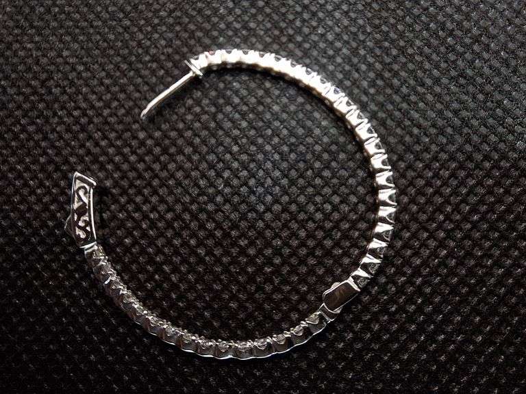 INSIDE OUT 14K WHITE GOLD HOOP EARRINGS