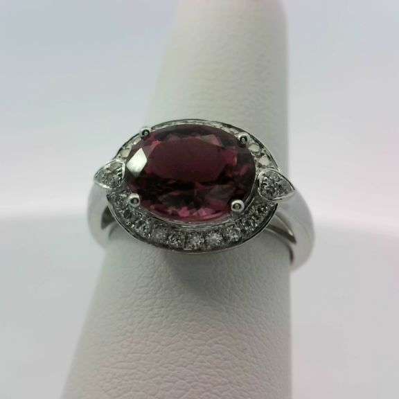 Rubellite and Diamond Ring