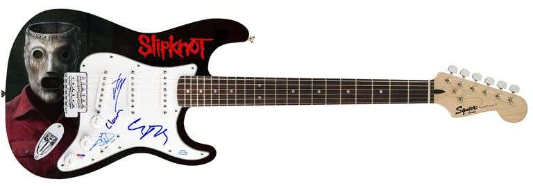 Slipknot Autographed Signed 1/1 Fender Graphics Guitar Exact Video Proof ACOA
