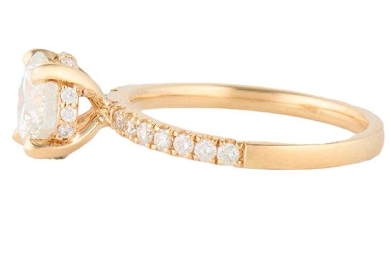 1.80ctw Round Diamond Under Halo Straight Engagement Ring in 14K