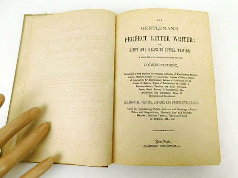 1877 The Gentleman's Perfect Letter Writer Antique Book