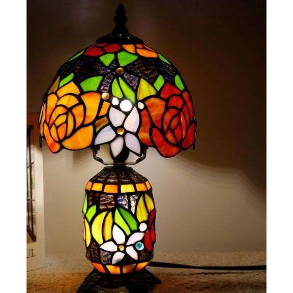Stained Glass Rose Lamp