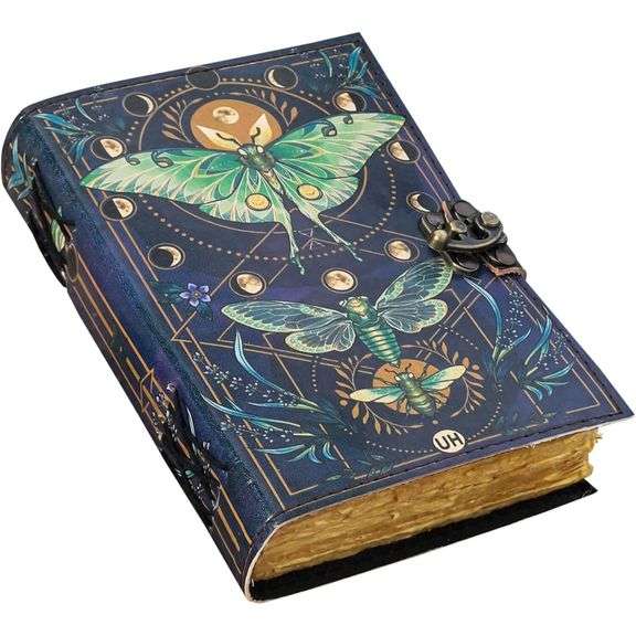 Handmade Leather Luna Moth and Butterfly Journal