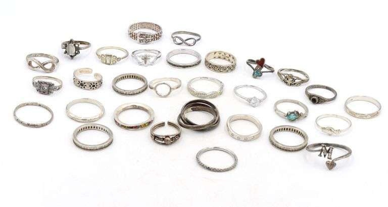 Vintage 925 sterling silver group lot of rings