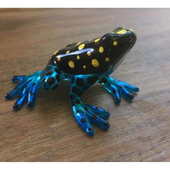 Hand-Blown Blue Glass Frog