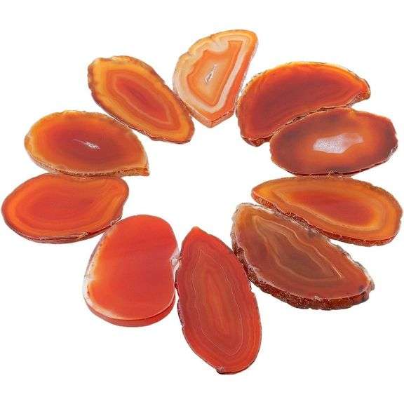 Set of 10 Natural Red Agate Geode Crystals