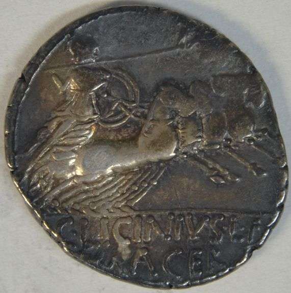 Scarce C Licinius L f Macer Roman Republic Silver Denarius, 84 BC