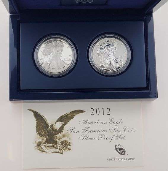 2012 American Eagle San Francisco 2 coin Silver Proof Set, PF & Reverse PF