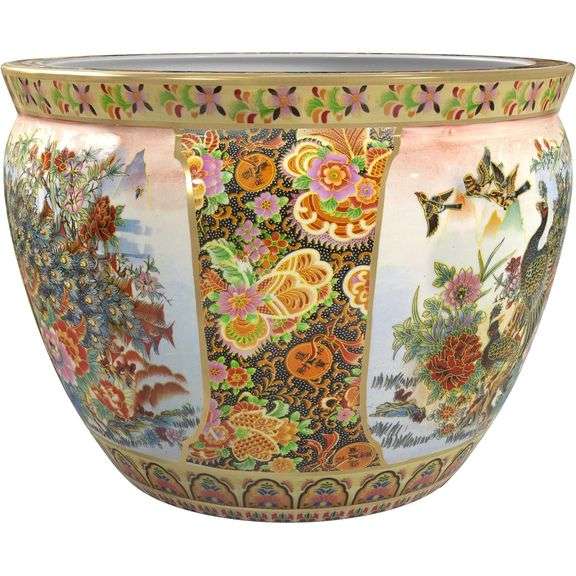 Hand-Painted Satsuma Porcelain Planter