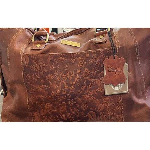 Genuine Leather Embossed Shoulder Handbag