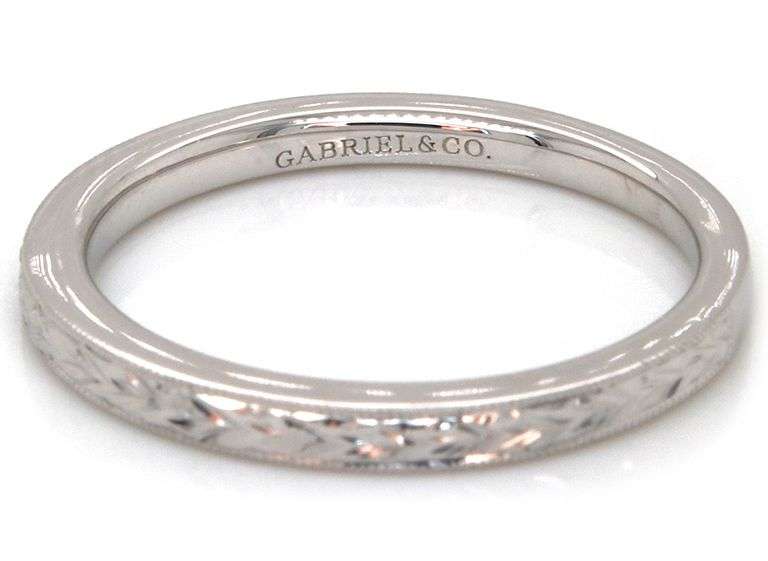New Gabriel & Co. Filigree Engraved Band Ring in 14K