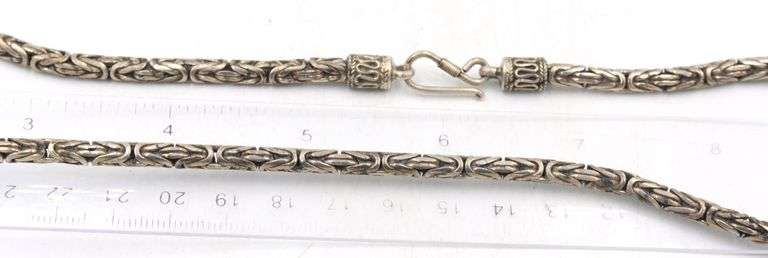 Vintage 925 sterling silver byzantine chain necklace
