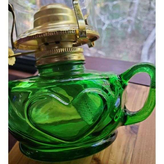 Green Kerosene Lamp with Handle