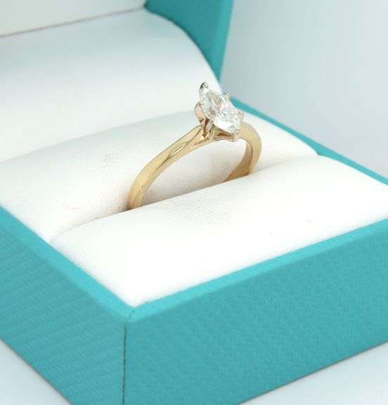 14kt Yellow gold 0.70ct single cut marquise solitaire diamond ring