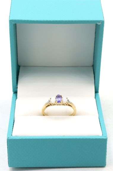 10kt Yellow Gold Opal and Tanzanite Ring