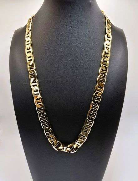 Huge 62.5 Gram 14K Tri-Layered Yellow Gold Plate Mariners Link Necklace