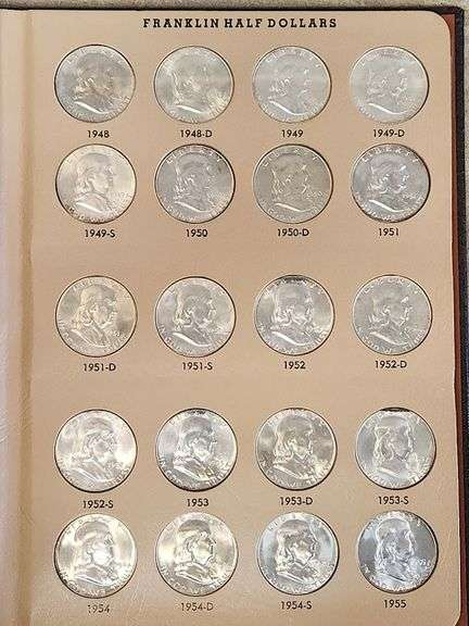 Lustrous Complete Franklin Half Dollar Dansco Album