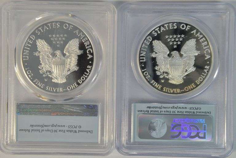 Perfect 2013-W & 2016-W First Strike $1 Silver Eagles. PCGS PR70DCAM