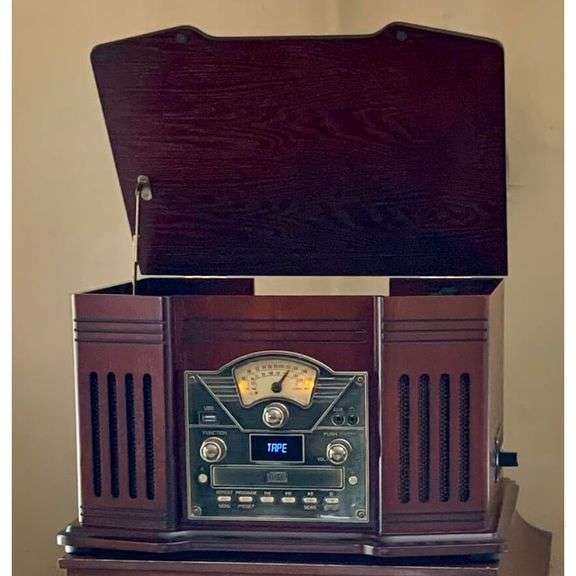 7-in-1 Turntable with Handmade Wooden Exterior