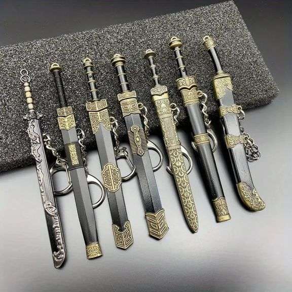 Lot of 7 Miniature Ancient Swords with Sheaths