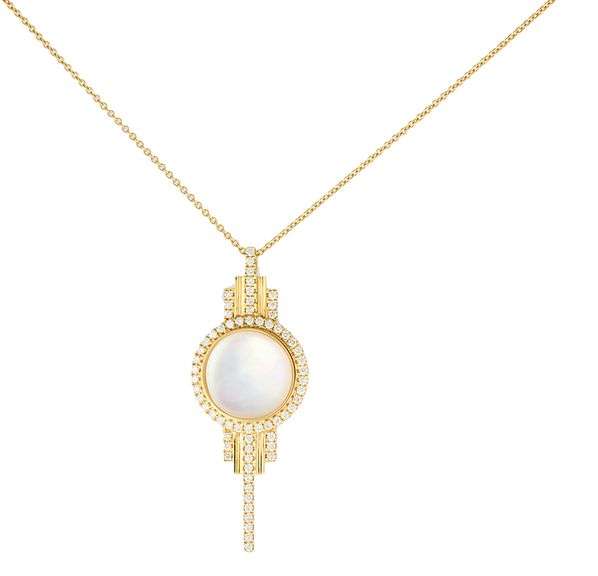 New Doves By Doron Paloma MOP Quartz and 0.43ctw Diamond Pendant Necklace in 18K