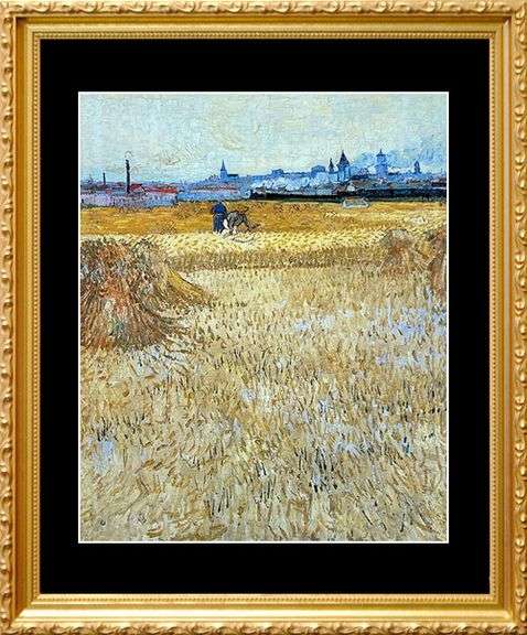 Collectible Vincent van Gogh, The Mowers, Arles in the Background (1888)