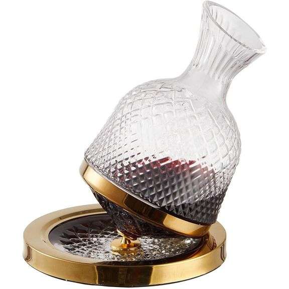 360° Rotating Wine Decanter with Golden Base