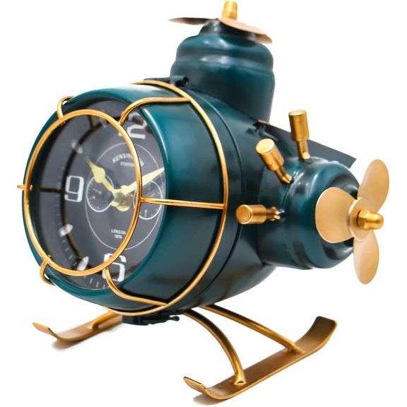Retro Metallic Airplane Steampunk Desk Clock