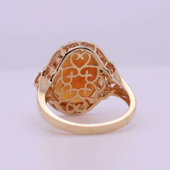 Striking 14K Opal and Diamond Ring