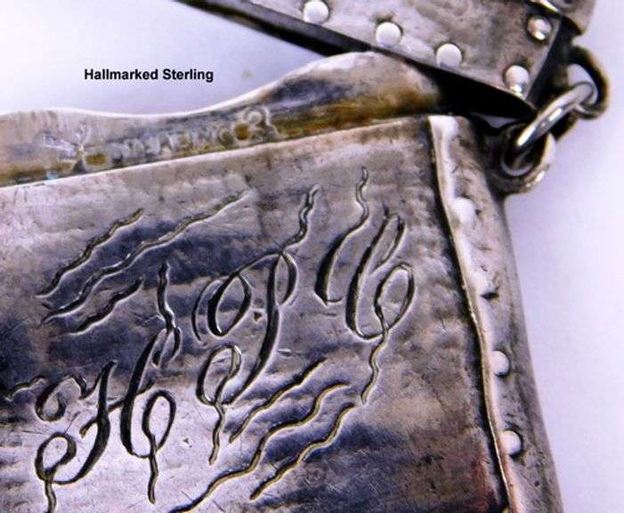 Antique Sterling U.S. Mail Stamp Case & 1 Cent Stamp