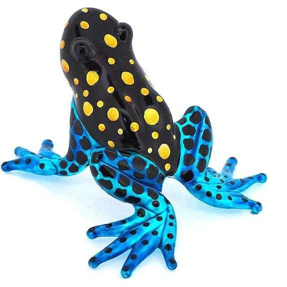 Hand-Blown Blue Glass Frog