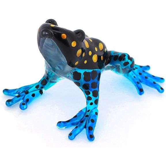 Hand-Blown Blue Glass Frog