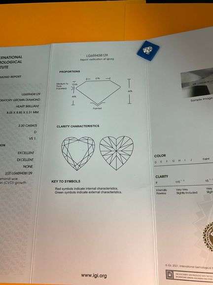CERTIFIED HEART SHAPED LOOSE DIAMOND 2.20 CARATS