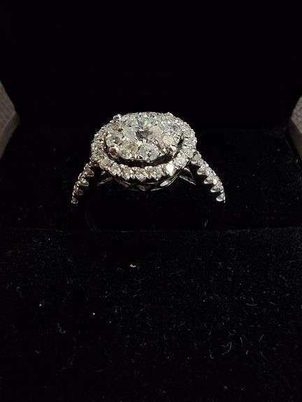 DELICATE 14K WHITE GOLD NATURAL DIAMOND ENGAGEMENT RING