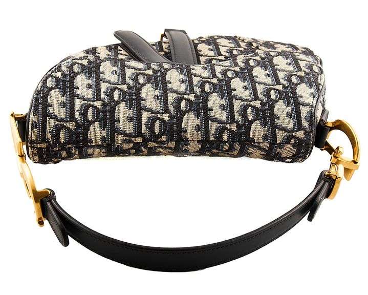 Dior Blue Oblique Jacquard Mini Saddle Bag W/Strap, Box and Dustbag