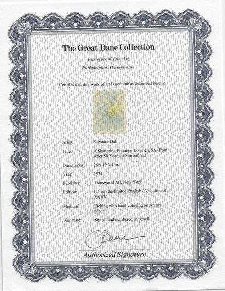 Highly Collectible Salvador Dali Pencil Signed Etching From The 'After 50 Years of Surrealism' Suite