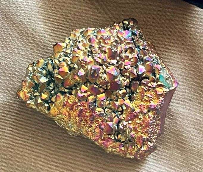 Rainbow Titanium Coated Crystal Cluster Geode Rock