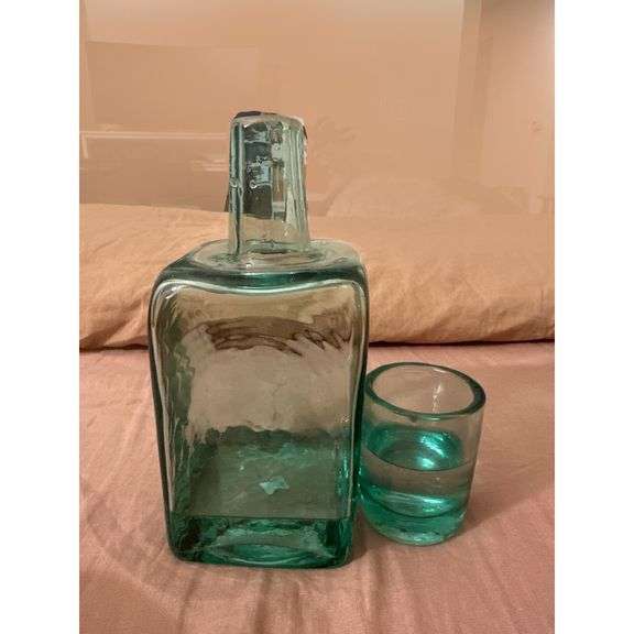 Hand-Blown Bedside Water Carafe and Drinking Glass