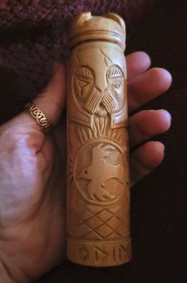 Handcarved Wooden Viking Odinn Figure