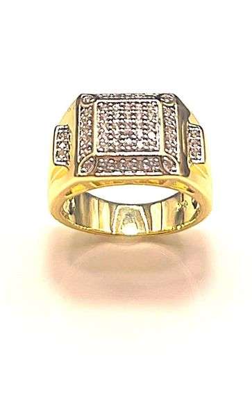 Mens Strong 14 Kt Gold Plated Lab Simulated Diamond Ring