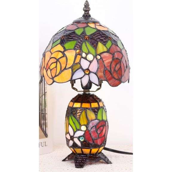 Stained Glass Rose Lamp