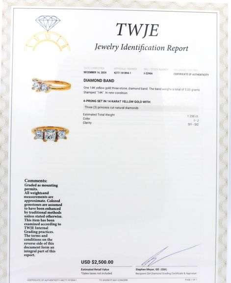 14kt Yellow gold 1.25ctw princess cut diamond band