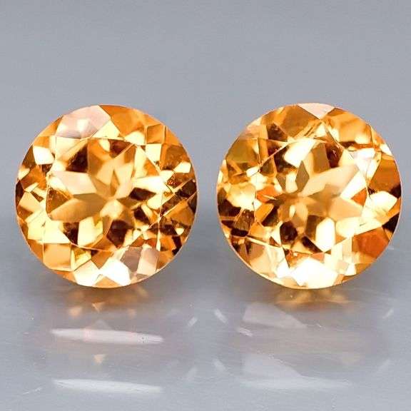 High fire 3.85ct 8mm pair of golden yellow Citrine
