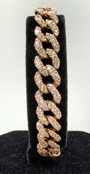 Very fine Cuban rose gold 14k with diamonds, size 7