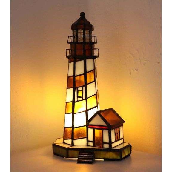 Stained Glass Lighthouse Accent Lamp