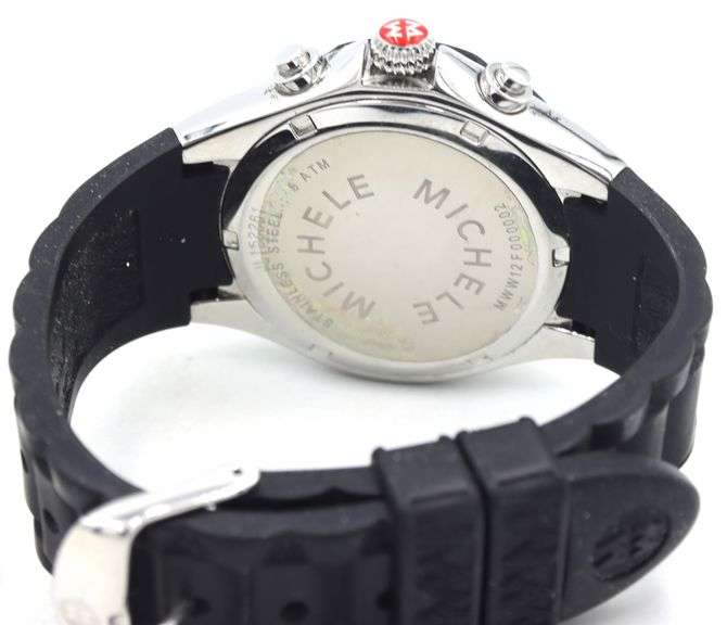 Michele Jelly Bean Tahitian Chronograph Black Rubber Watch