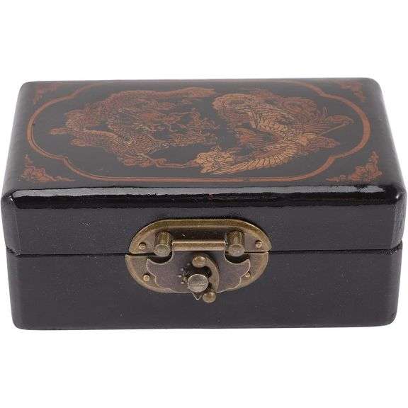 Black Dragon Wooden Jewelry Box with Lock