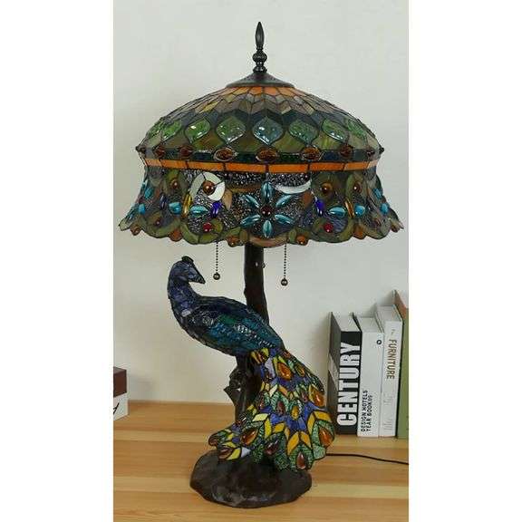 Handmade Peacock Stained Glass Lamp