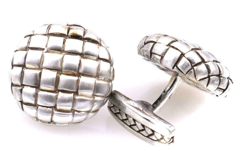 Scott Kay circle basket wave cuff links